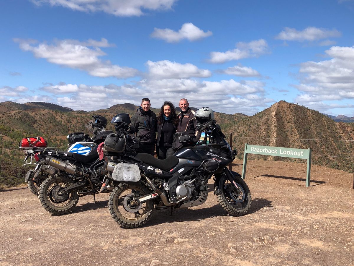Sonia, Jarrod and Daz en route through the Flinders Ranges, SA.