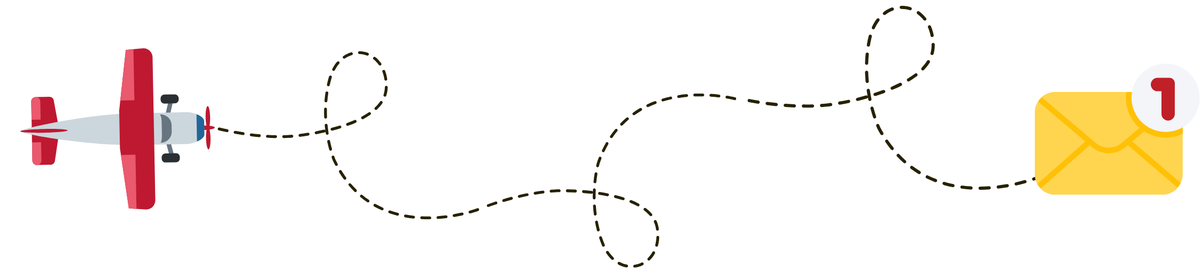 RFDS Plane travelling toward email icon