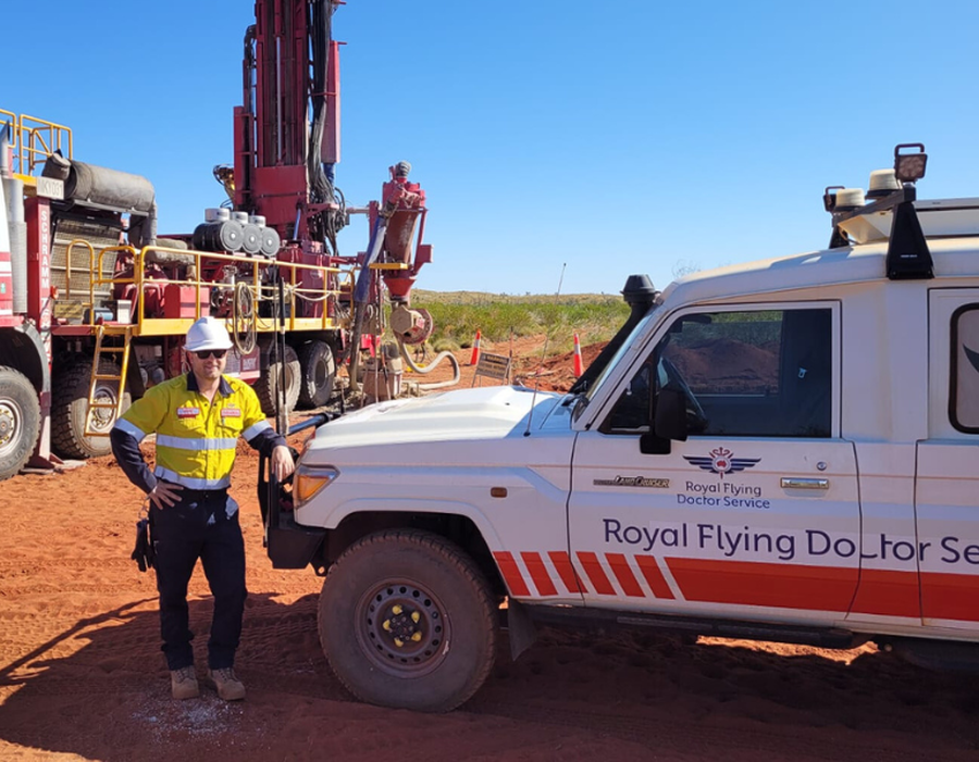 Paramedic with ambulance at drill_770