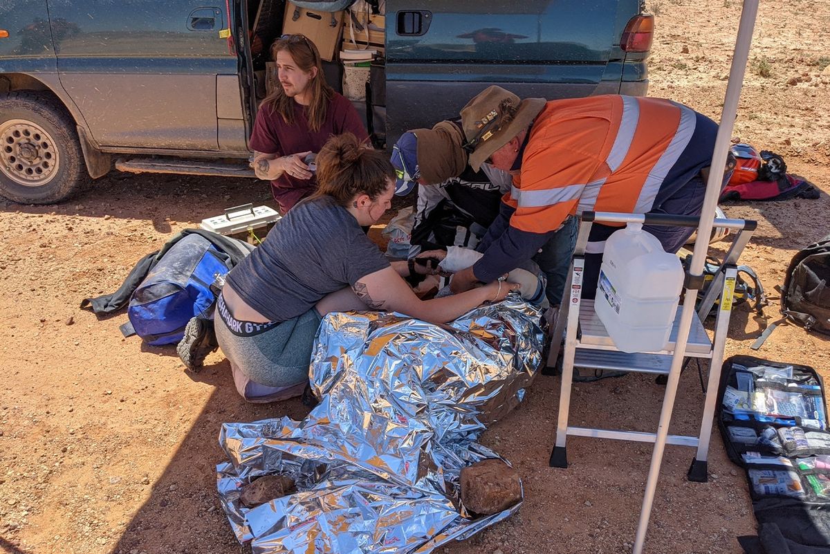 Group provide first aid to Phil Eley