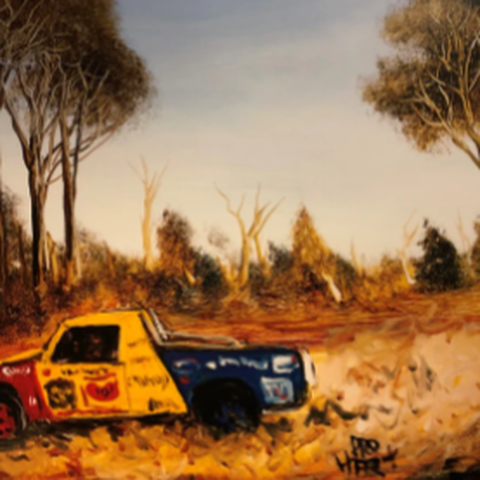 Pro Hart Signed Print - Outback Rally Ute