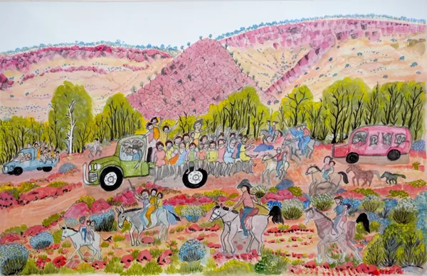 Selma Coulthard Nunay, Arrernte/Loritja people, Northern Territory, born Ntaria (Hermannsburg), Northern Territory 1954, Kuprilya, 2021, Mparntwe (Alice Springs), Northern Territory, watercolour on paper, 51.0 x 35.0 cm © Selma Coulthard Nunay/Iltja Ntjarra Many Hands Art Centre