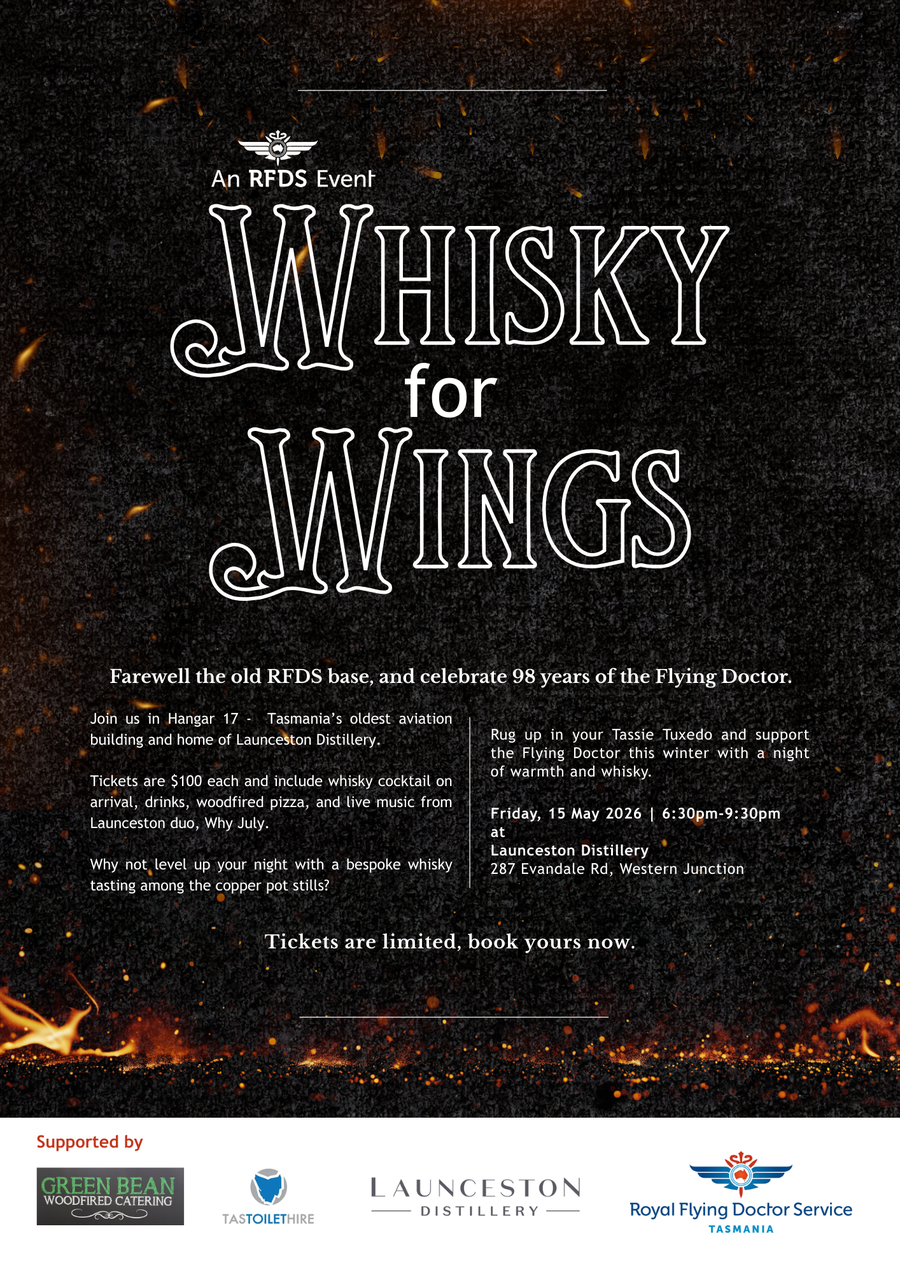 RFDS Tasmania Whisky for Wings flyer