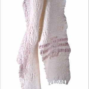 Photo of a white and pink textured scarf