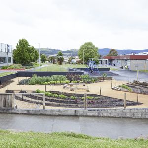 A photo of the peace sign shaped gardens at Jordan River Learning Federation Senior School