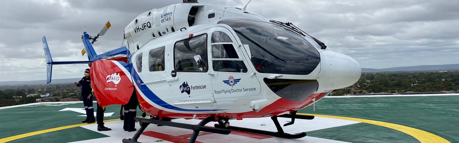 RFDS WA FMG Heli on FSH Heli pad
