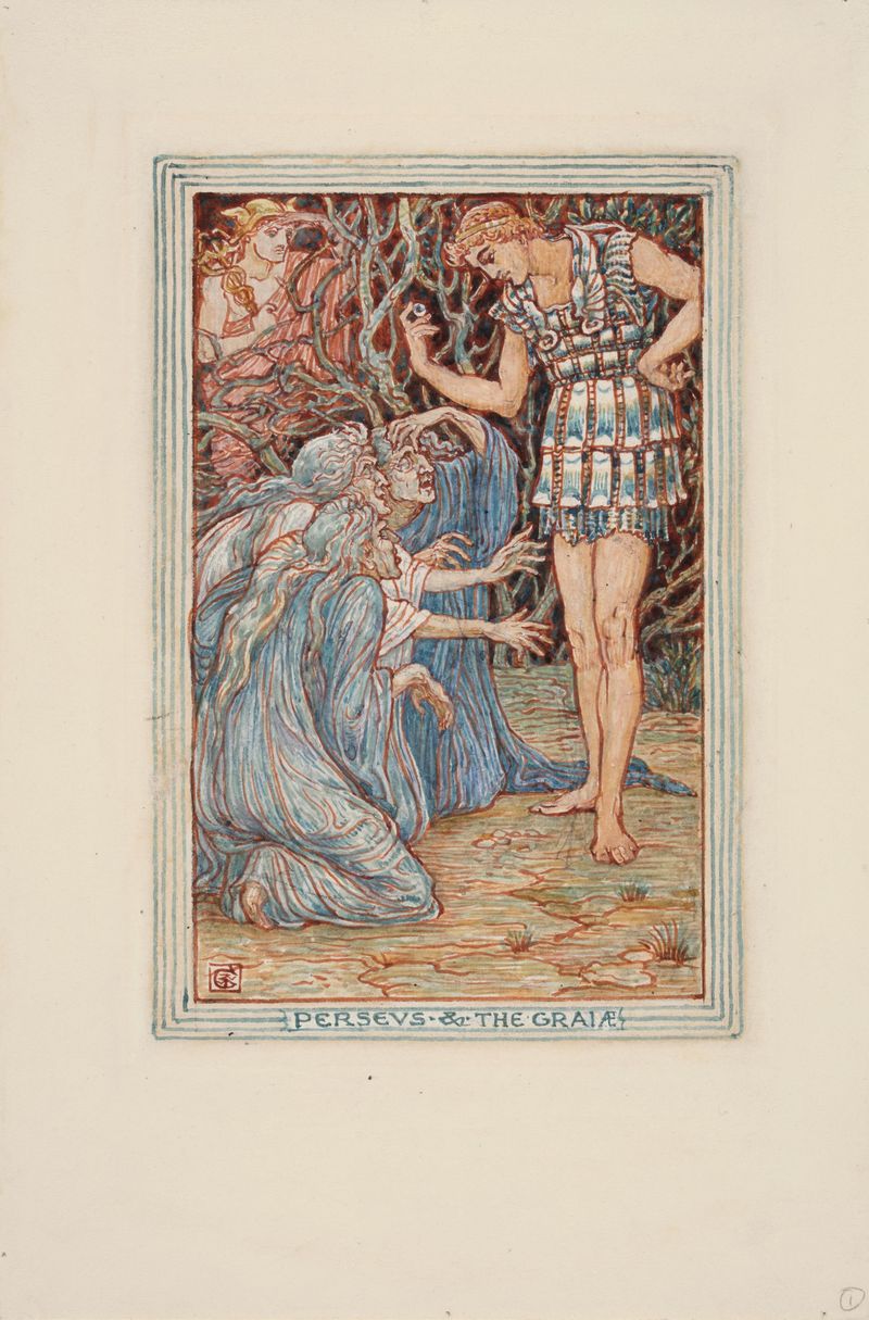 Perseus showing the Gorgons head, illustration for The Greek