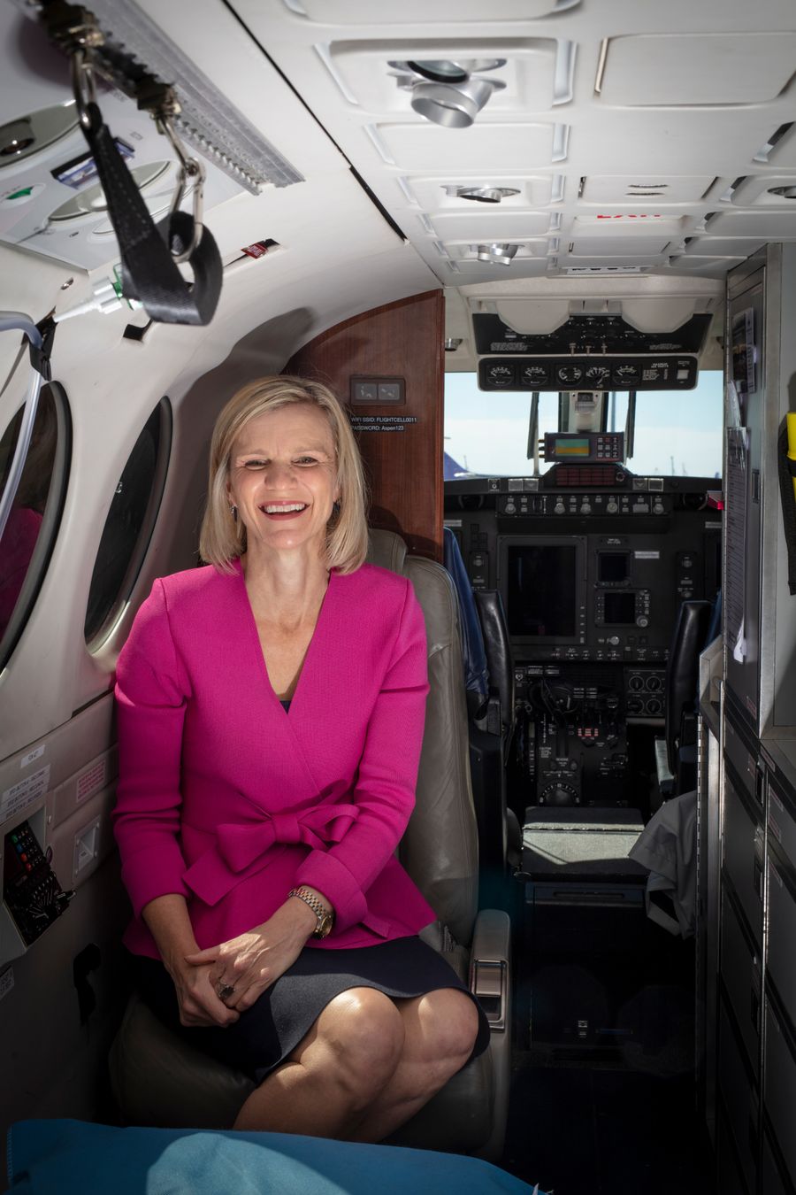 Meredith in aircraft