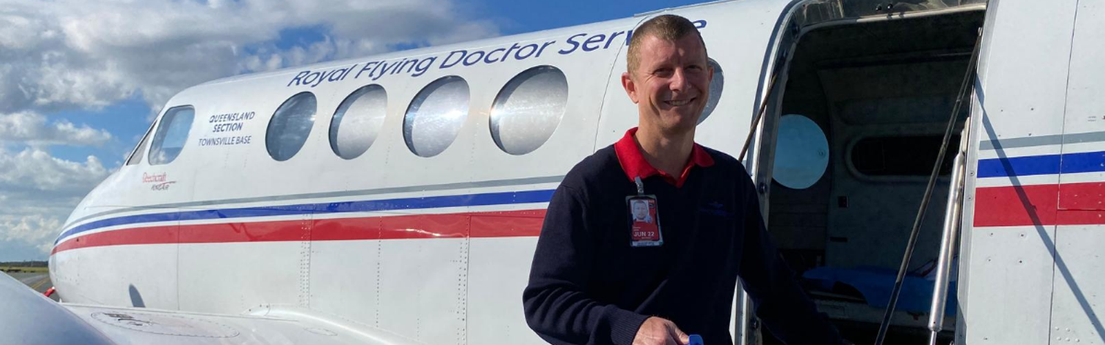 Clayton Judd in front of RFDS Aircraft