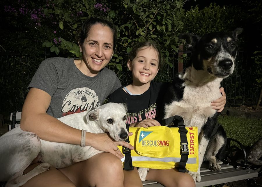 Rosie and Emily with their Rescue Swag.