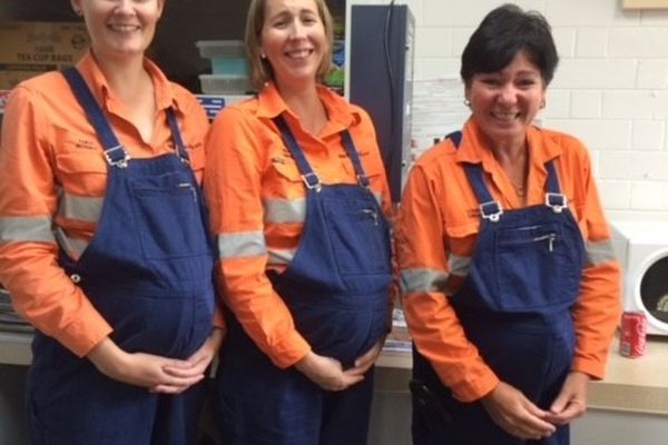 Sarah with her team on a trip to Boyne Smelter.