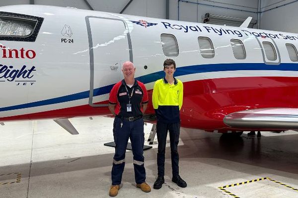 Head of engineering Andy smiling with work experience student Harrison.