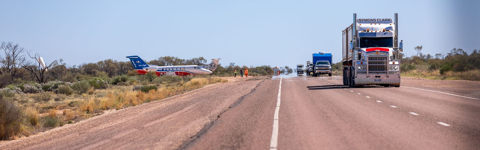 RFDS and SAPOL make history with first 'highway landing' of aeromedical jet in Australia