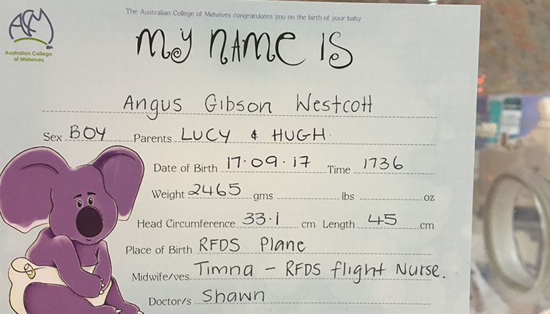 Angus Westcott birth card