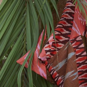 Colourful garment amongst a green palm leaf