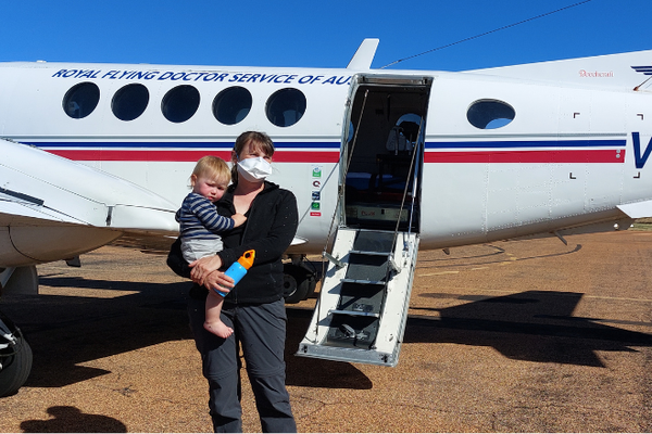 Michelle and son with aircraft 