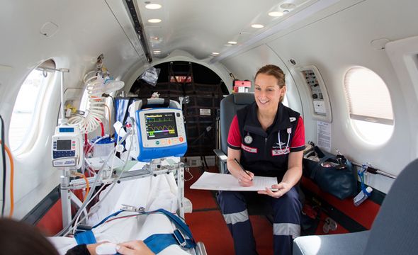 A patient arrives on the Rio Tinto Life Flight Jet