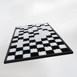 Black and white stitched checkers