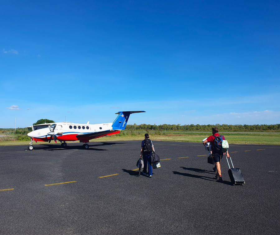 At base making way to board aircraft