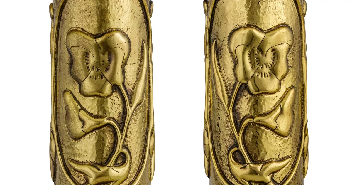 Pair of WW1 artillery shells [with poppy motif] - AGSA Collection