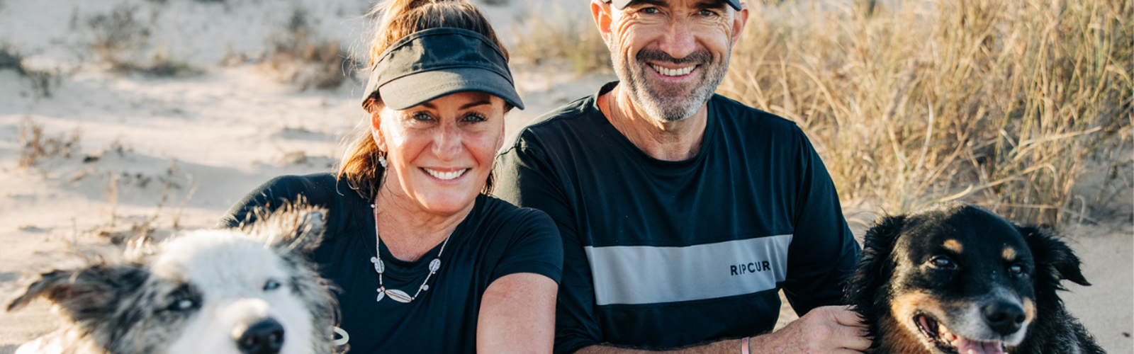 Leanne and her husband Darren at the beach