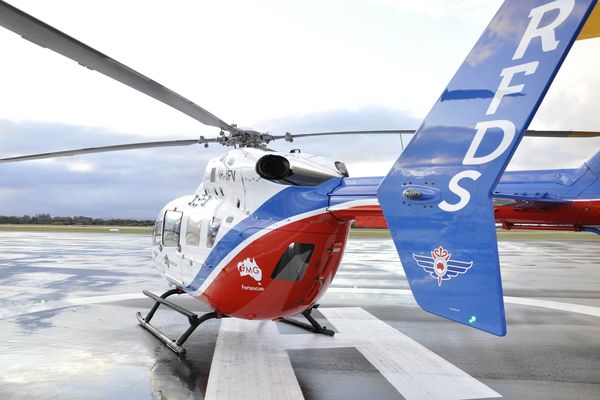 RFDS Helicopter from the back