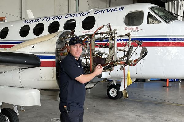 Damien working on aircraft 