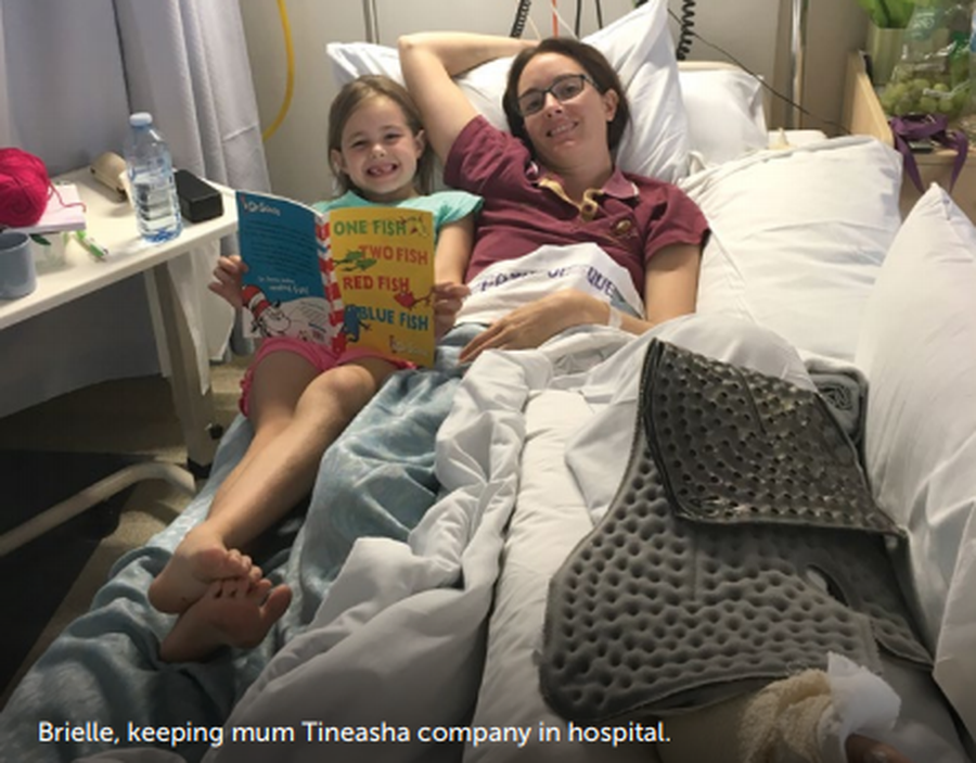 Tineasha in hospital with Brielle