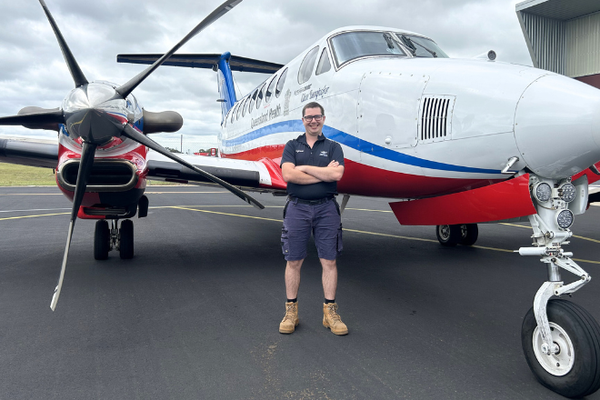 Engineers working in the hangar