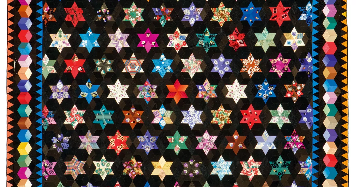 Table cover [star centre, tumbling-block border quilt] - AGSA Collection