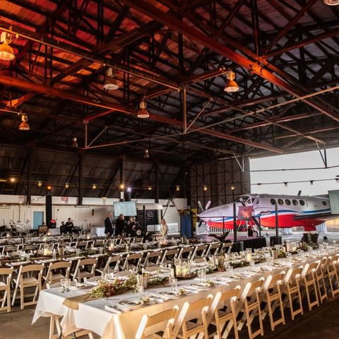 set up of event in hangar 