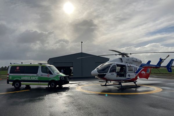 RFDS helicopter and ambulance