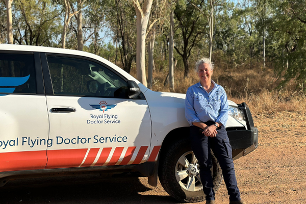 Timna in front of RFDS car