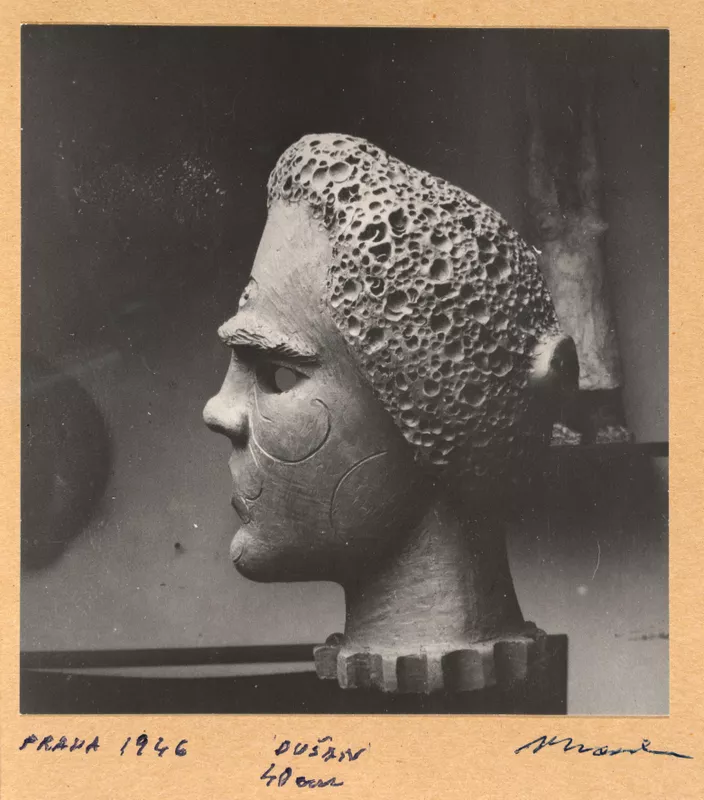 Voitre Marek, Australia, 1919 - 1999, Dušan [profile view], 1946, Prague, gelatin-silver photograph on brown card, 12.5 x 11.9 cm (sheet); Gift of the Marek and Sankey families through the Art Gallery of South Australia Foundation 2020, Art Gallery of South Australia, Adelaide, © Estate of Voitre Marek.