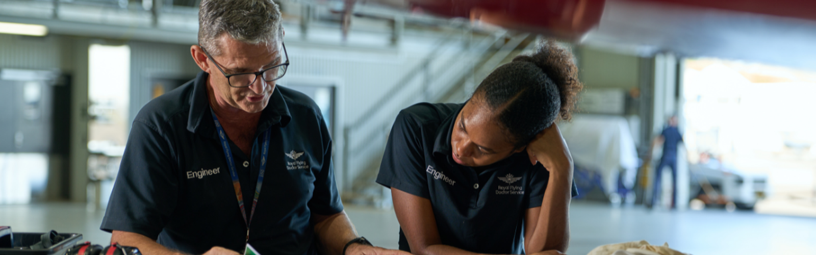 RFDS engineer in hangar