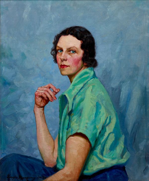 Tempe Manning, born Bowral,New South Wales 1896, died Bowral, New South Wales, 1960, Self-portrait, 1939, oil on canvas, 76.0 x 60.5 cm; acquired with the support of the Art Gallery Society of NSW 2021 through the Dagmar Halas Bequest, Art Gallery of New South Wales, © Estate of Tempe Manning