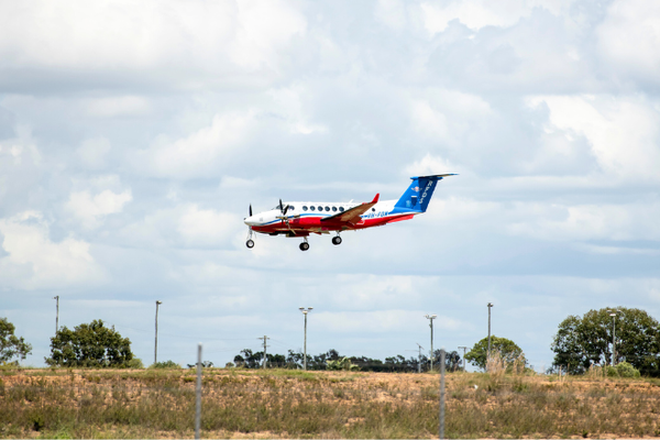 RFDS aircraft landing at airport