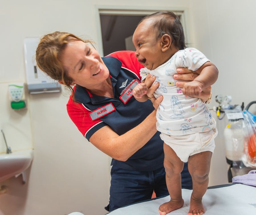 RFDS WA Primary Health Nurse Lisa checking a patient's ear