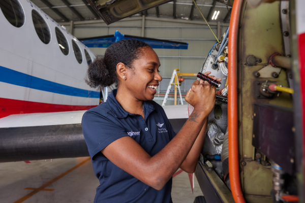 RFDS engineer in hangar