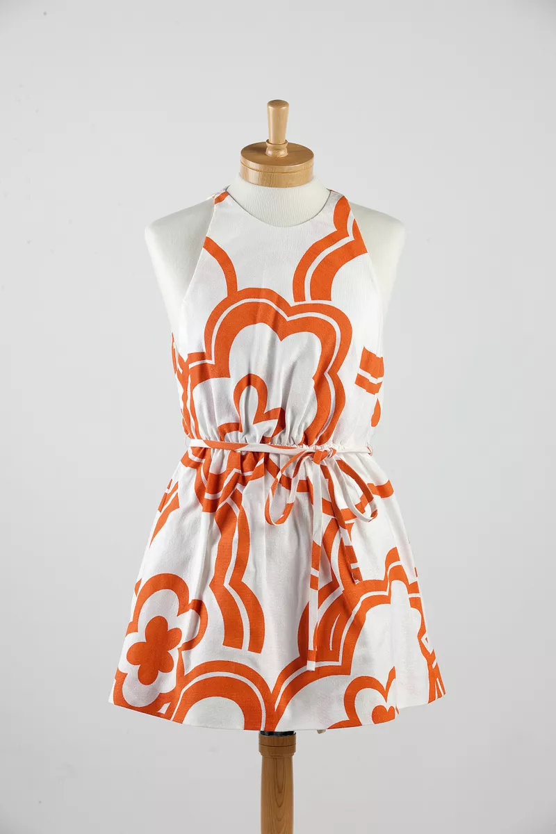 AGAVE GIRL'S MIRACLE WEAVE COTTON DRESS - ORANGE POLKA DOT