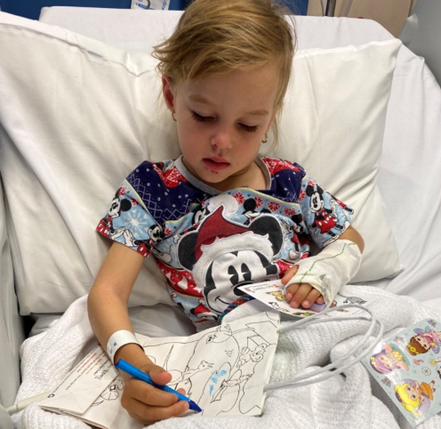 Bella in hospital.