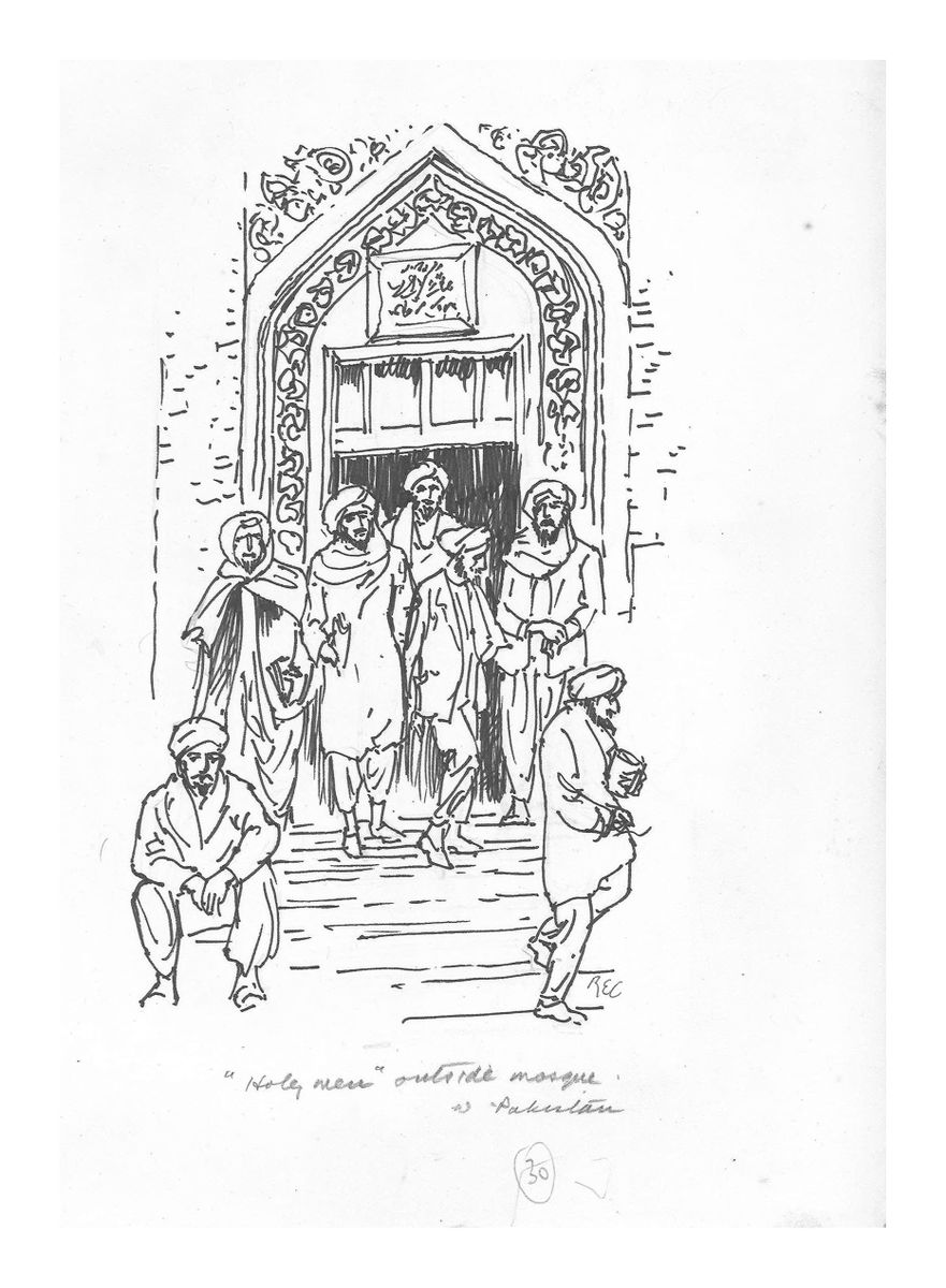 Image of  'Holy men' outside mosque - West Pakistan