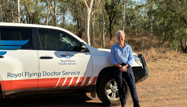 Timna in front of RFDS car