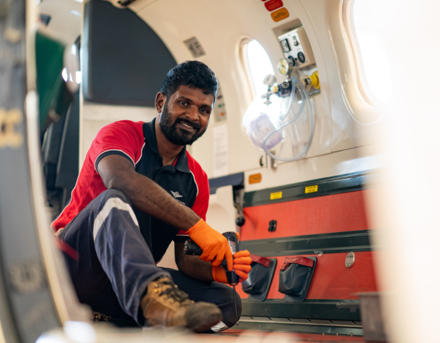 Engineer in aircraft