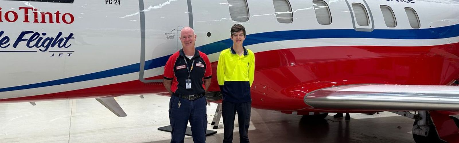 Head of engineering Andy smiling with work experience student Harrison.