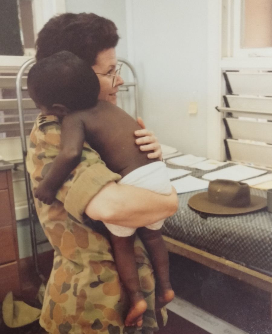 Kathleen working for the Army Reserves.