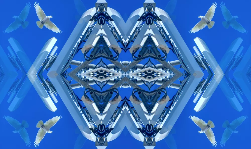 Kent Morris, Barkindji people, New South Wales,born Townsville, Queensland 1964, detail: Barkindji Blue Sky – Ancestral Connections #12, 2021, Melbourne, digital print Courtesy Kent Morris/Vivien Anderson Gallery