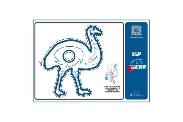 Thumbnail for the Water Night 2025 Resource -Kids Activities Emu Tap Guardian Colouring In