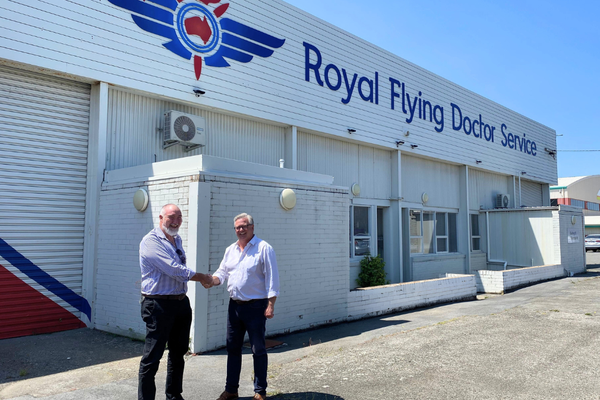 Simon Wood MP and RFDS Tasmania's Andrew Adam