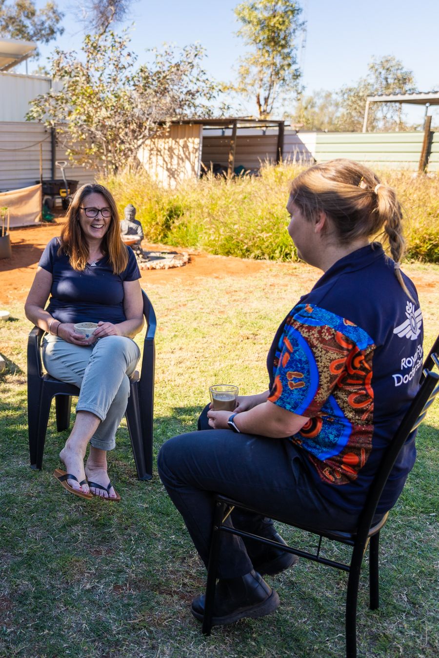 Sandra speaking with RFDS SA/NT Mental Health Clinician, Hannah Case